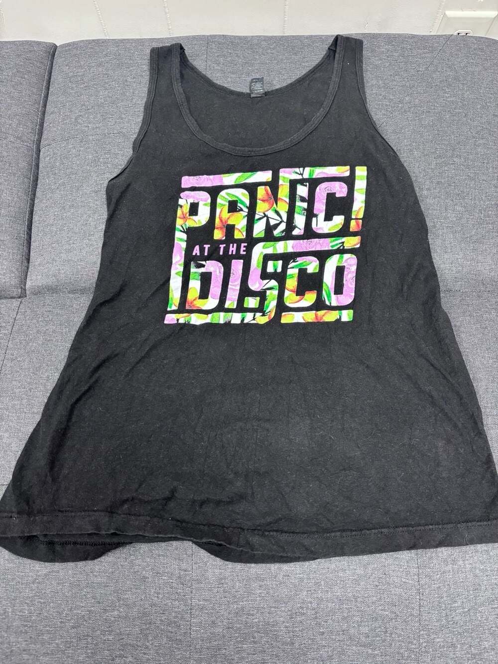Panic! At The Disco Black Floral Logo Concert Tank Top Tultex Size L